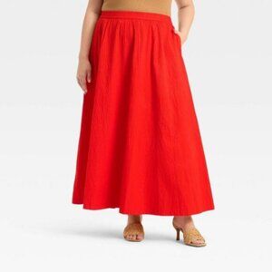 Open Box - A New Day - Women's Maxi Picnic A-Line Skirt - A New Day Red X Red